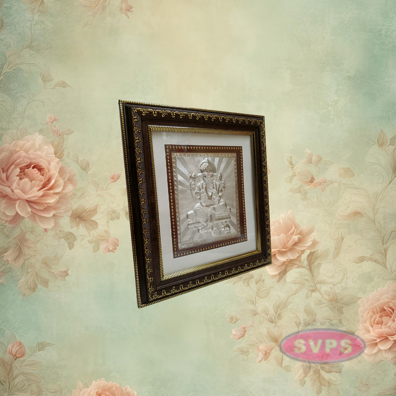 999 Silver Ganesha Photo Frame