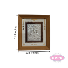 999 Silver Ganesha Wooden Wall Frame