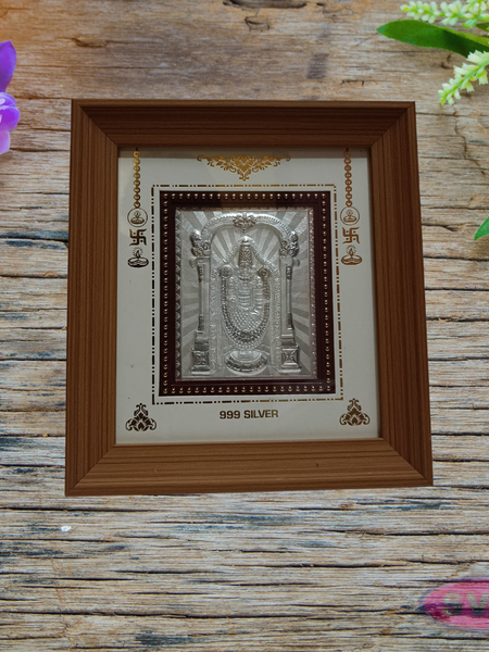 999 Silver Tirupathi Balaji  Wooden Frame