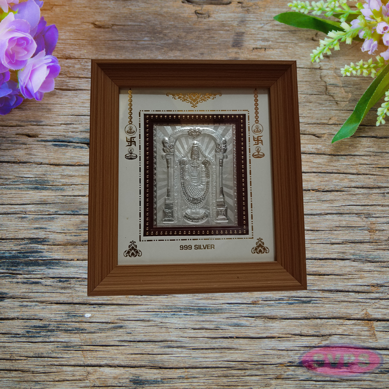 999 Silver Tirupathi Balaji  Wooden Frame