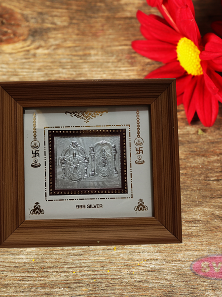 999 Silver Sri Balaji Padmavathi Wooden Frame