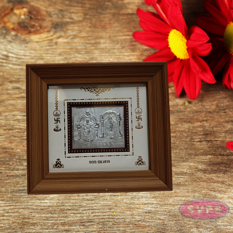 999 Silver Sri Balaji Padmavathi Wooden Frame