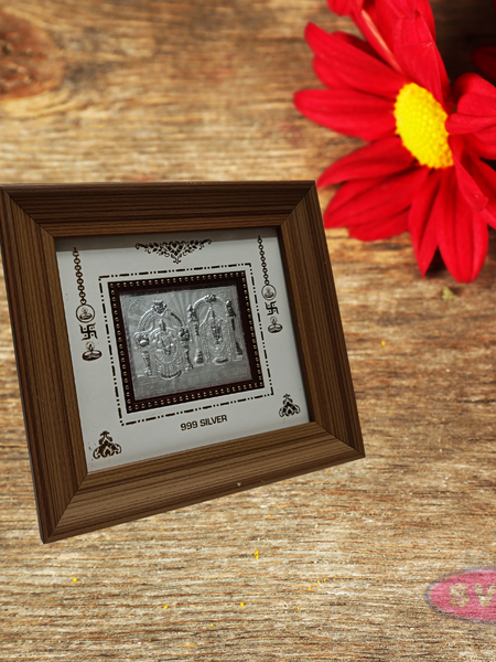 999 Silver Sri Balaji Padmavathi Wooden Frame