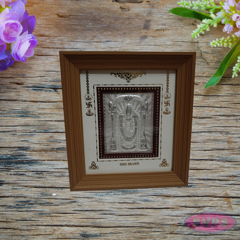 999 Silver Tirupathi Balaji  Wooden Frame