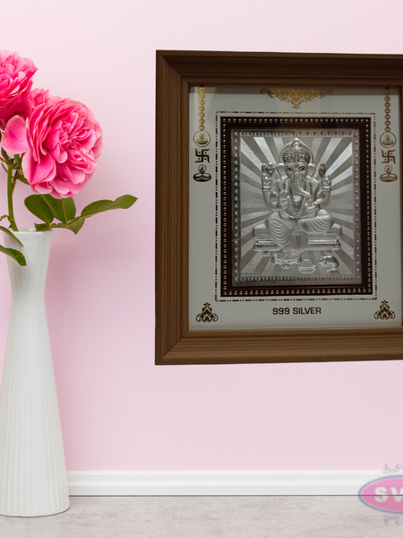 999 Silver Sri Ganesh  Wooden Frame
