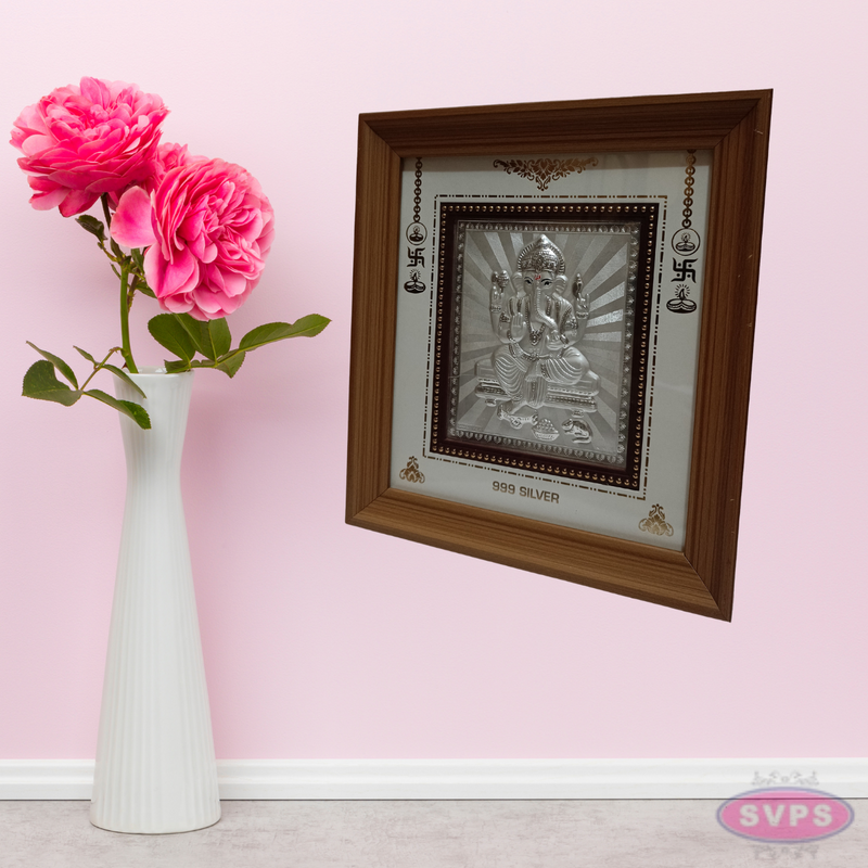 999 Silver Sri Ganesh  Wooden Frame