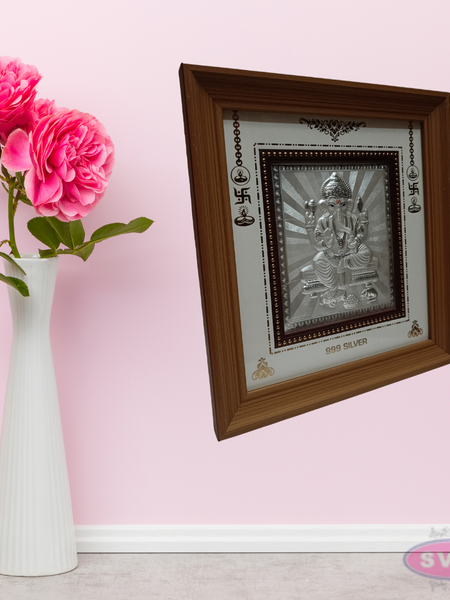 999 Silver Sri Ganesh  Wooden Frame