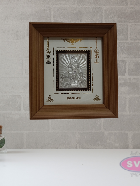 999 Silver Sri Laddu Krishna Wooden Frame