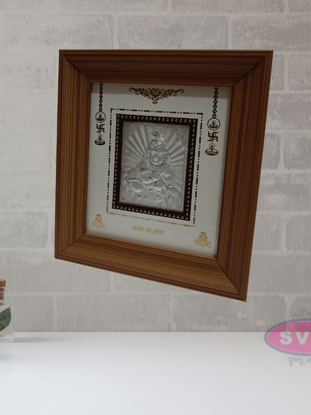 999 Silver Sri Laddu Krishna Wooden Frame