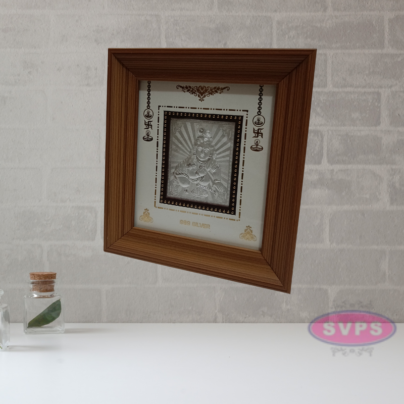 999 Silver Sri Laddu Krishna Wooden Frame