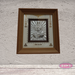 999 Silver Sri Lakshmi Wooden Frame 7.5*8 Inches