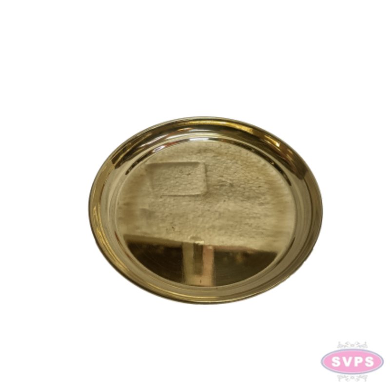 Brass Pooja Plate – Traditional Round Puja Thali for Daily Worship, Aarti & Offerings