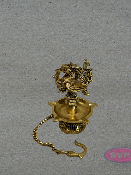 Antique Finish Peacock Hanging Deepam for Home Temple