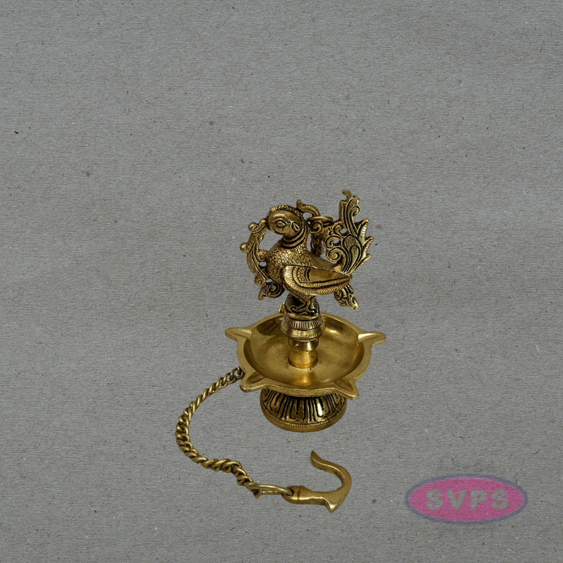 Antique Finish Peacock Hanging Deepam for Home Temple