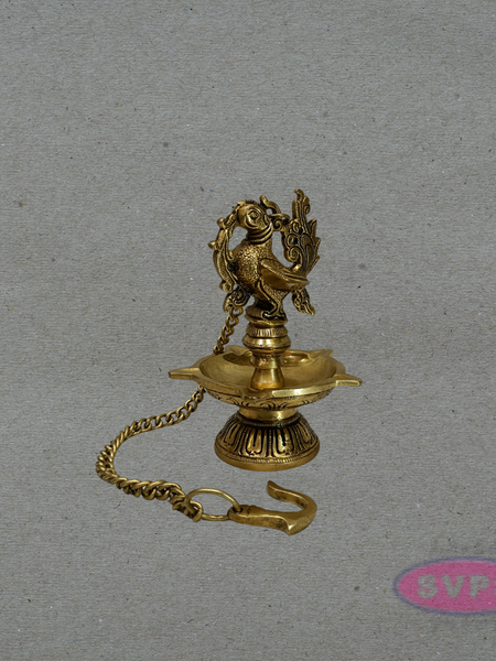 Antique Finish Peacock Hanging Deepam for Home Temple
