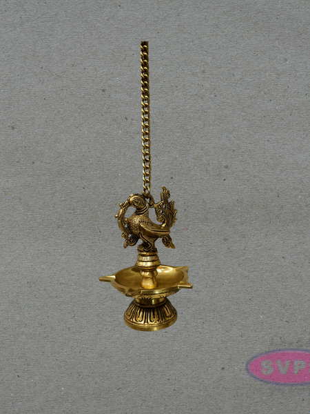 Antique Finish Peacock Hanging Deepam for Home Temple