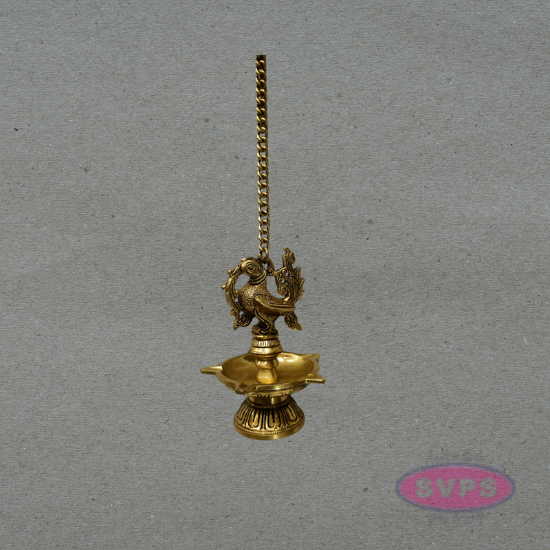 Antique Finish Peacock Hanging Deepam for Home Temple