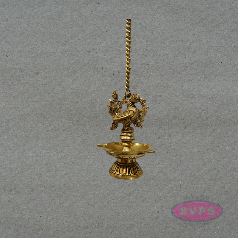 Antique Finish Peacock Hanging Deepam for Home Temple