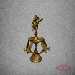 Brass Dancing Ganesha Diya for Pooja & Spiritual Decor