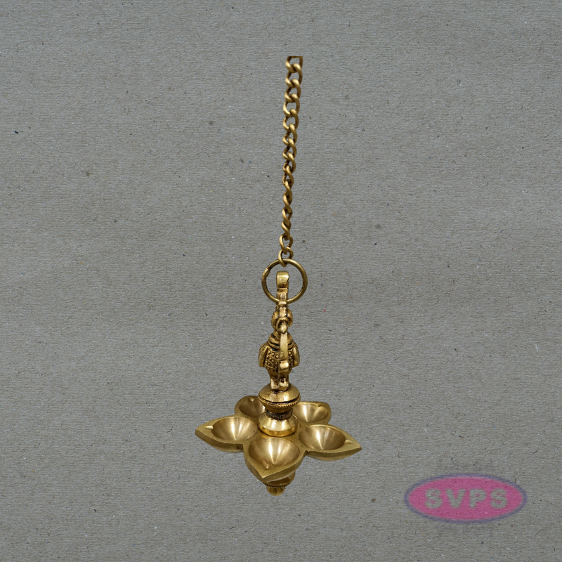 Antique Finish Peacock Design Brass Hanging Deepam for Home Temple