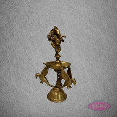 Brass Dancing Ganesha Diya for Pooja & Spiritual Decor
