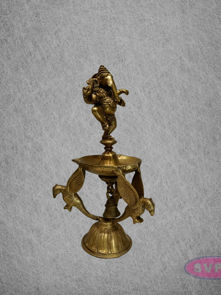 Brass Dancing Ganesha Diya for Pooja & Spiritual Decor