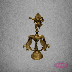Brass Dancing Ganesha Diya for Pooja & Spiritual Decor