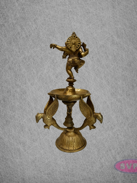Brass Dancing Ganesha Diya for Pooja & Spiritual Decor