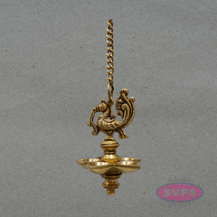 Antique Finish Peacock Design Brass Hanging Deepam for Home Temple
