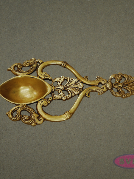 Handcrafted Brass Aarti Ladel for Pooja & Temple Use