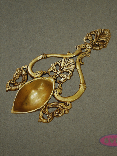 Handcrafted Brass Aarti Ladel for Pooja & Temple Use