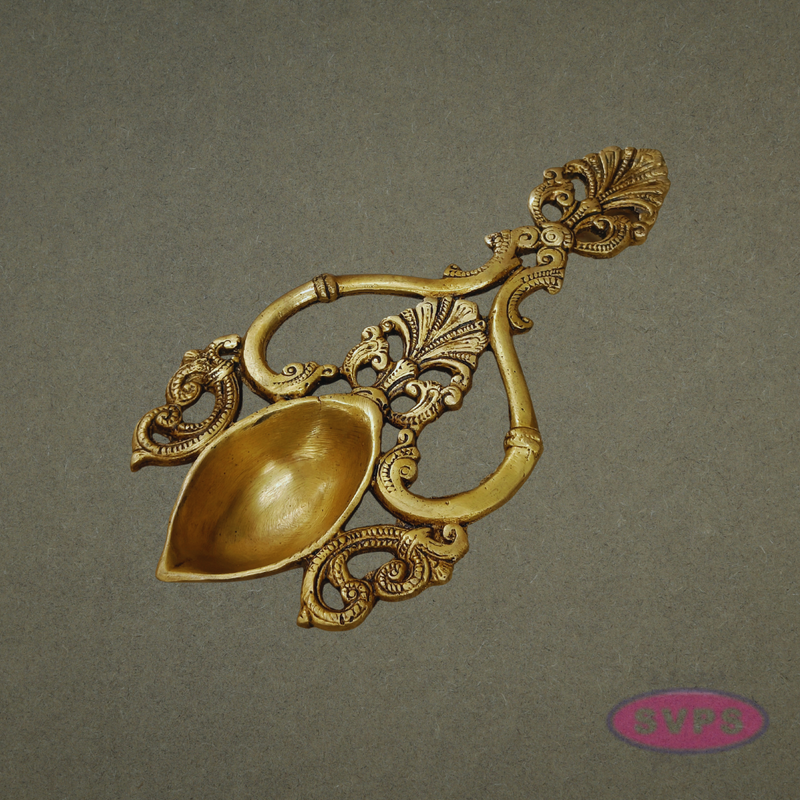 Handcrafted Brass Aarti Ladel for Pooja & Temple Use