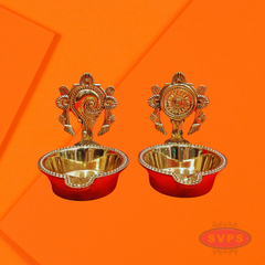 Brass Shanku Chakra Lamp Set