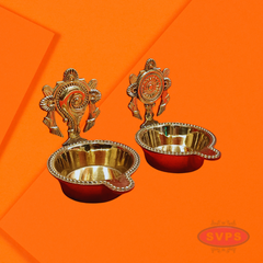 Brass Shanku Chakra Lamp Set