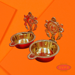 Brass Shanku Chakra Lamp Set