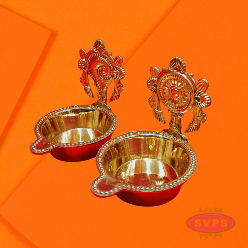 Brass Shanku Chakra Lamp Set