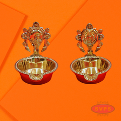 Brass Shanku Chakra Lamp Set