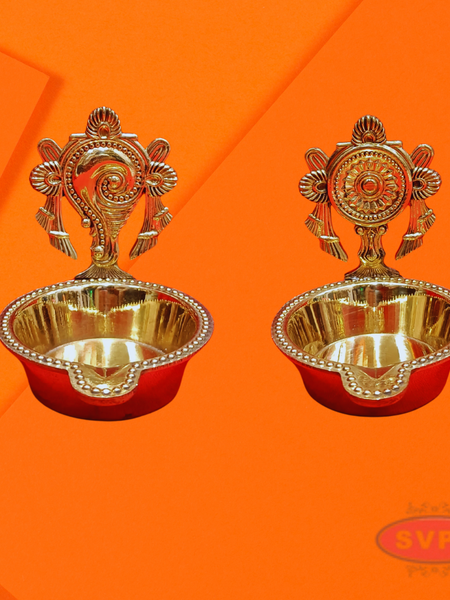 Brass Shanku Chakra Lamp Set
