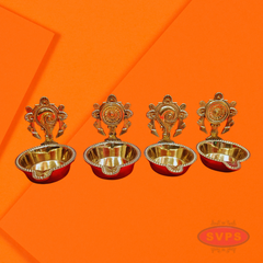 Brass Shanku Chakra Lamp Set