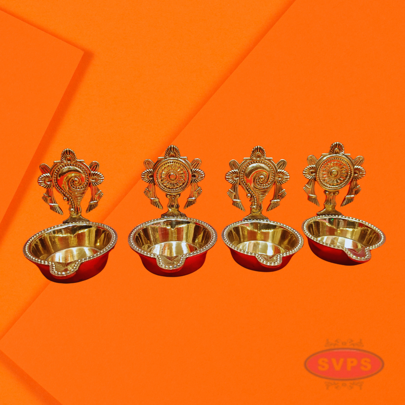 Brass Shanku Chakra Lamp Set