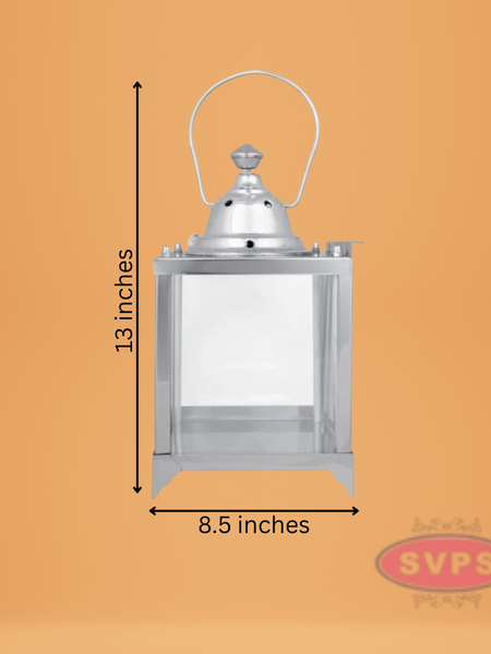 Steel Akhand Jyoti Hanging Diya With Door / Lantern Light For Pooja Decor