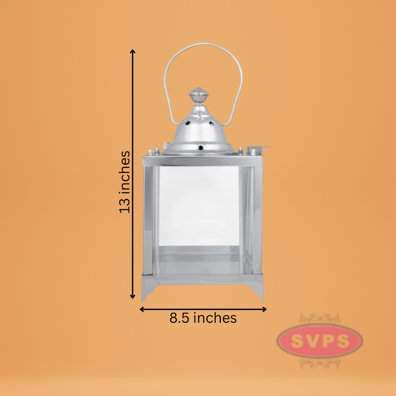 Steel Akhand Jyoti Hanging Diya With Door / Lantern Light For Pooja Decor