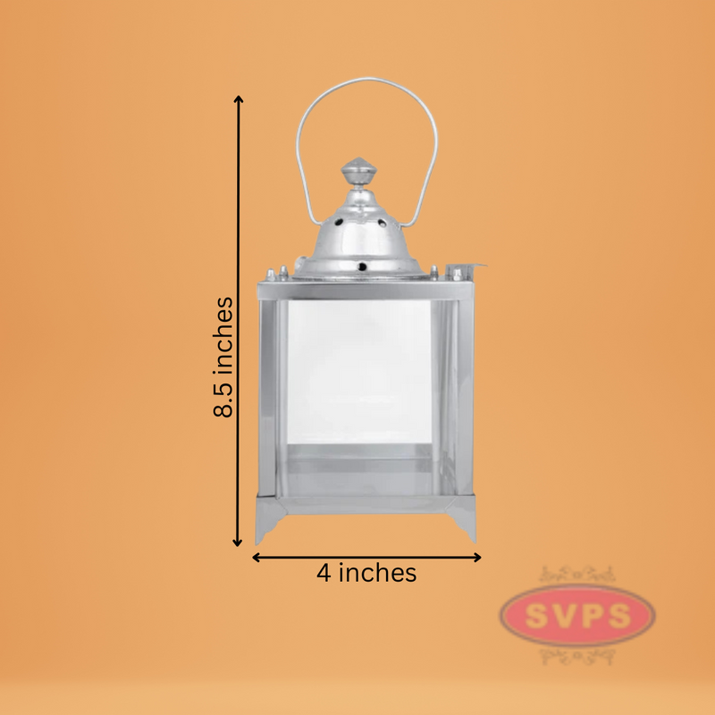 Steel Akhand Jyoti Hanging Diya With Door / Lantern Light For Pooja Decor