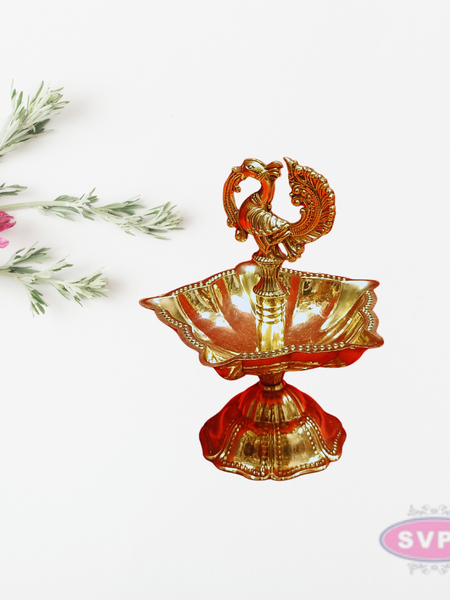Brass Peacock Annam 5 Face Oil Lamp