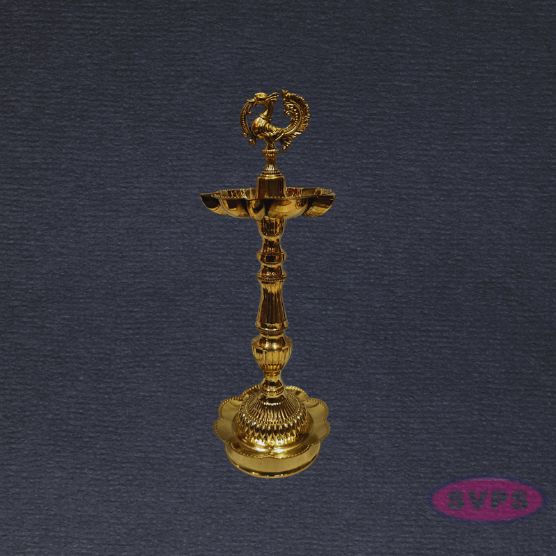 Auspicious Brass Annapakshi Kuthu Vilakku for Pooja & Temple – Lotus Base, 13 Inches