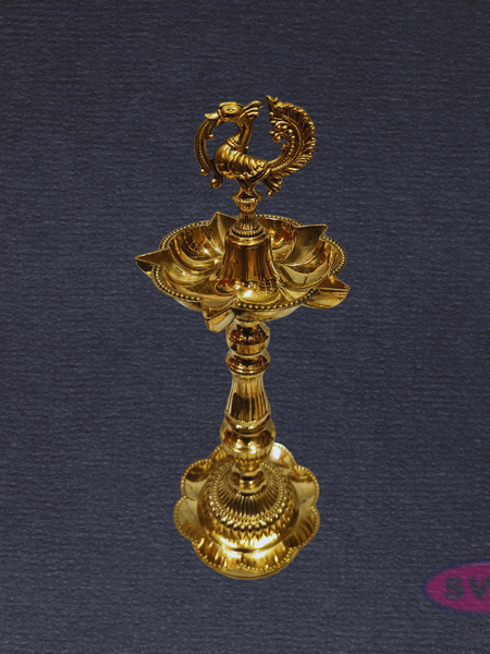 Traditional Brass Annapakshi Standing Diya – 13 Inch