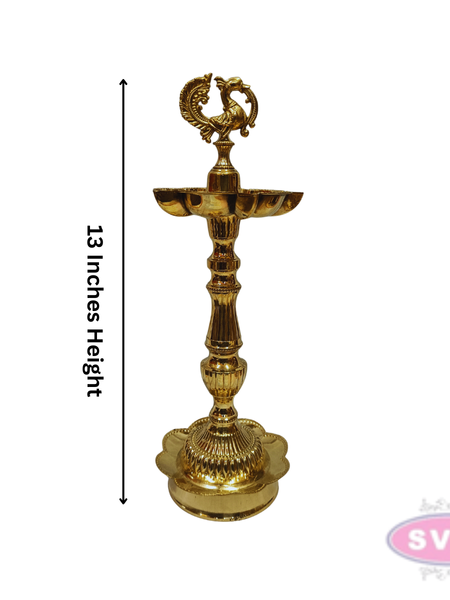 Auspicious Brass Annapakshi Kuthu Vilakku for Pooja & Temple – Lotus Base, 13 Inches