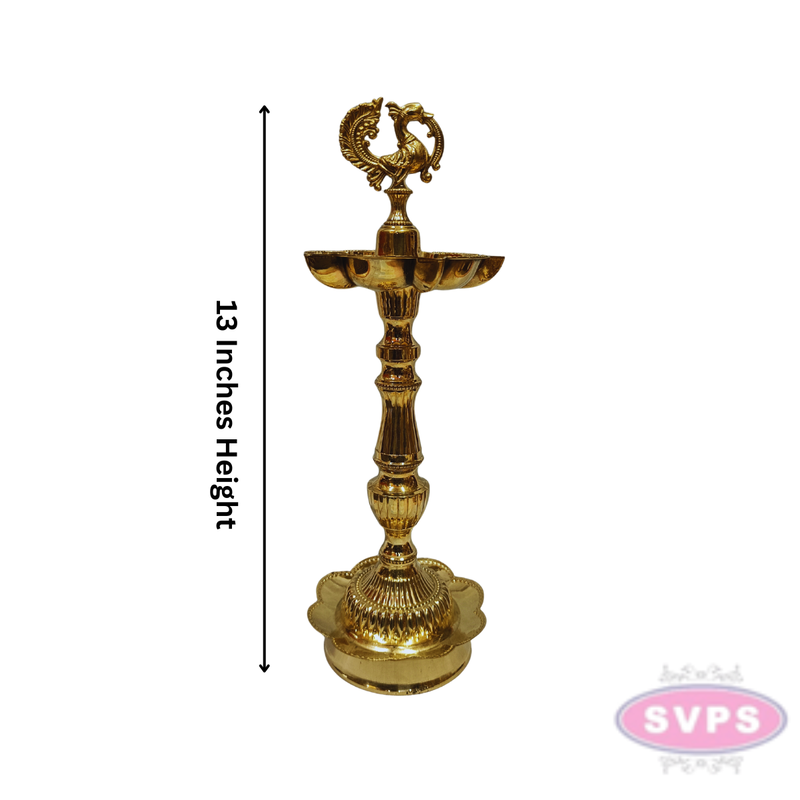 Auspicious Brass Annapakshi Kuthu Vilakku for Pooja & Temple – Lotus Base, 13 Inches