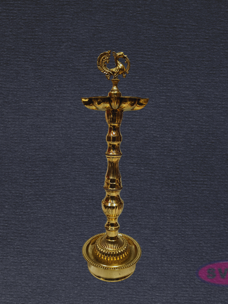 Handcrafted Brass Annapakshi Kuthu Vilakku with Lotus Base – Height 16 Inches