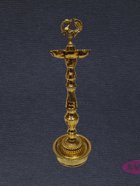 Handcrafted Brass Annapakshi Kuthu Vilakku with Lotus Base – Height 16 Inches
